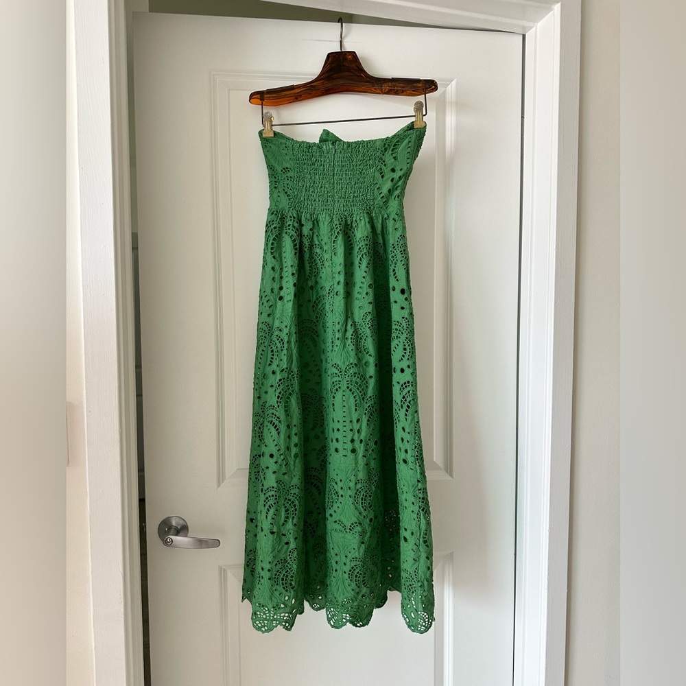 FARM Rio Green Eyelet Midi Dress - Picture 9 of 9